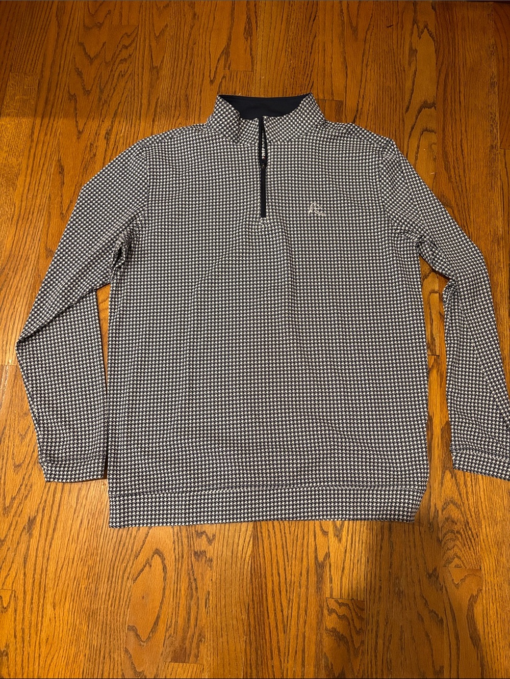 Rhoback Men's Navy & White Micro-Check Quarter-Zip Pullover